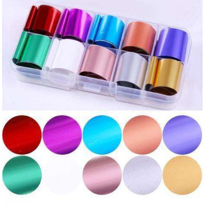 Foil Nail Art Transfer Decoration 10 Rolls Set 2.5_100cm, 13